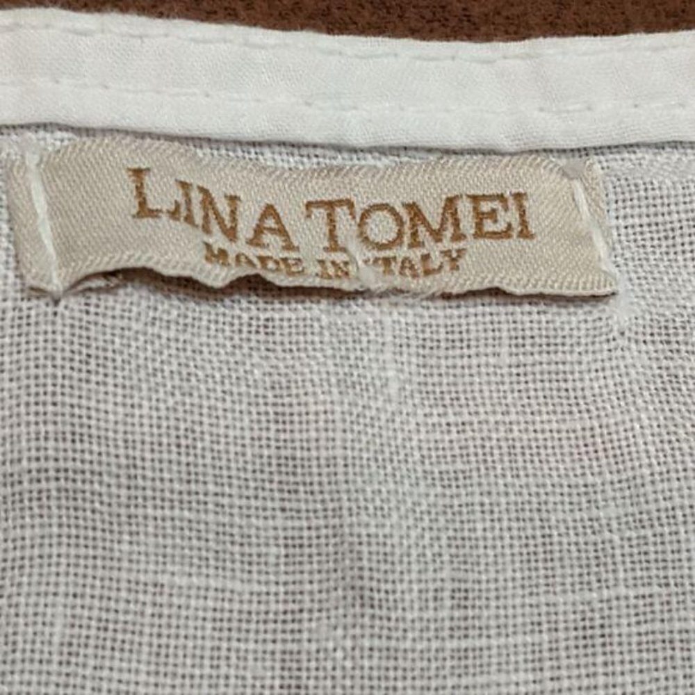 Lina Tomei Women's White Linen Tank Top - Picture 7 of 9